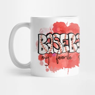 Baseball My Favorite Season Red Paint Backsplash Mug